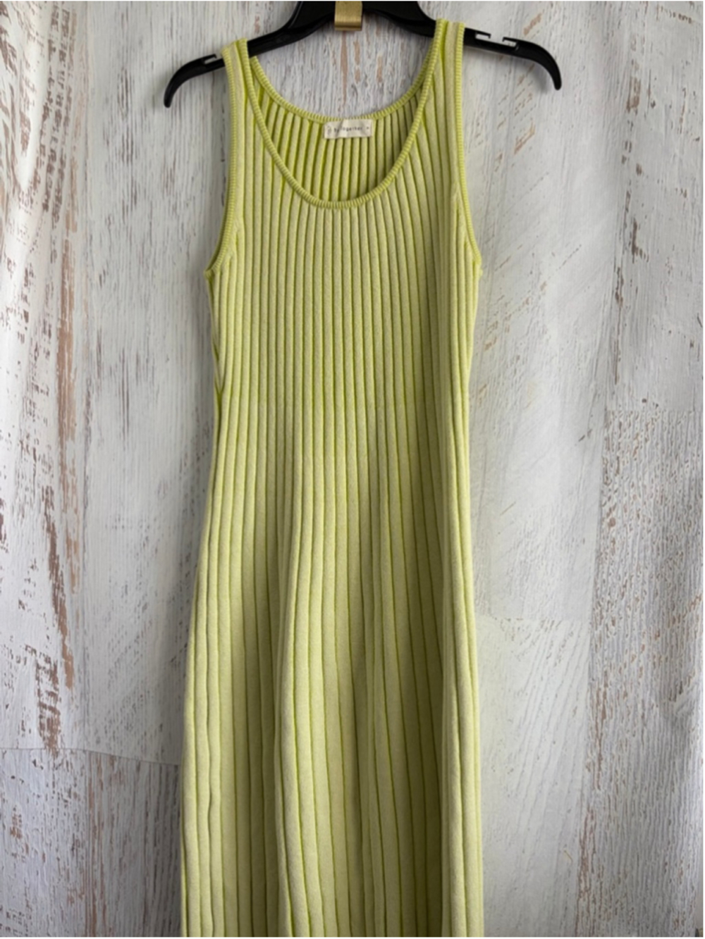 Women's By Together Lime Green Ribbed Knit Midi Dress M - Picture 2 of 11